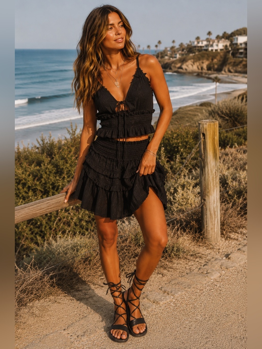 POL “ Topanga Moon “ Matching Skirt Tank Top Set | Black